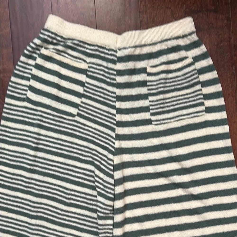 Free People Green and Cream Striped Wide Leg Pants - Picture 10 of 13